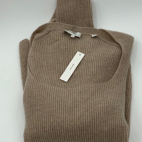 VINCE CASHMERE Ribbed Square Neck Sweater - Picture 4 of 5